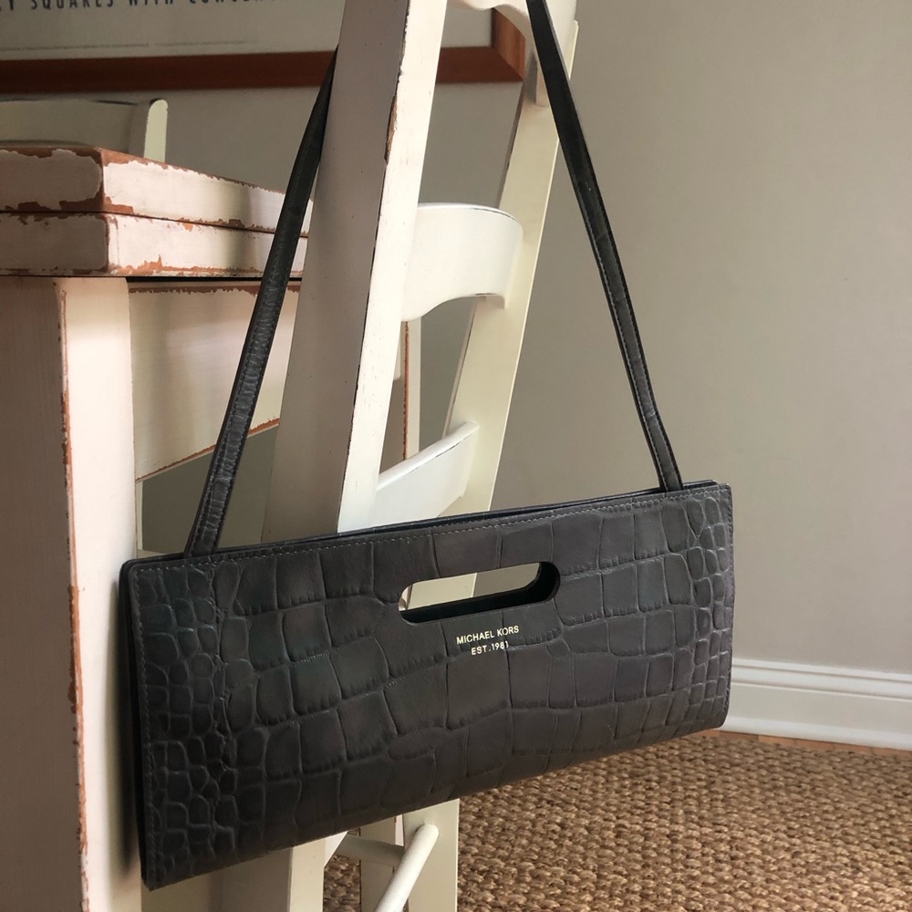 New: Michael Kors Tilda Clutch w Optional Strap. Moc Croc Embossed Leather. - Picture 8 of 14